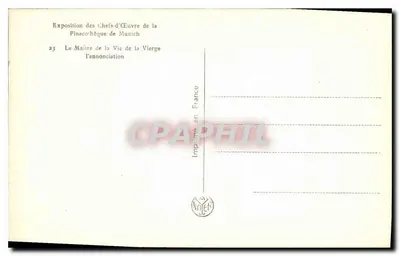 L'Annonciation — Maître de la Vie de la Vierge — Exposition des Chefs-d'Œuvre de la Pinacothèque de Munich, n°23 — Verso
