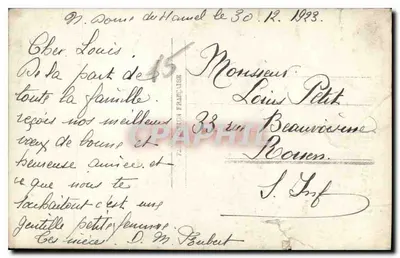 Jeune couple — scène de tendresse — éditeur anonyme, n° 2562 — Verso