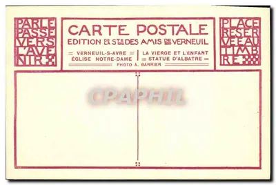 Verneuil-S-Avre — Chiesa di Nostra Signora — Statua di Alabastro — Edizione degli Amici di Verneuil — Verso