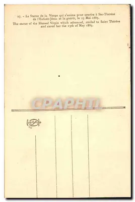 Estátua da Virgem — legenda no verso — Verso