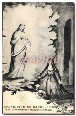 Aparecimento do Sagrado Coração à Beata Marguerite-Marie — editor Donnay, número de série não visível