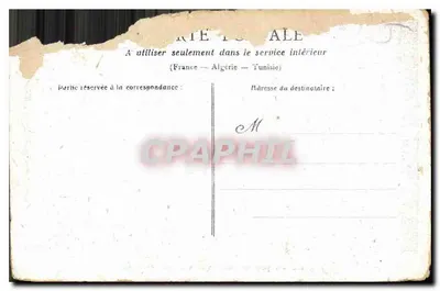 Kobieta w sukni z falbankami i kapeluszu — bukiet kwiatów — wewnętrzna karta pocztowa przeznaczona do korespondencji (Francja-Algieria-Tunisja) — Rewers