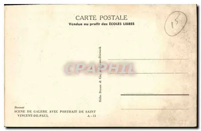 Cena de galera com retrato de São Vicente de Paulo — Héloïse-Durne & Cie, série A-13 — Verso
