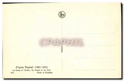 Panna Maria z Dzieciątkiem — na podstawie Raffaello (1483-1520) — Wydawnictwo Le Bis, nr 573 — Rewers