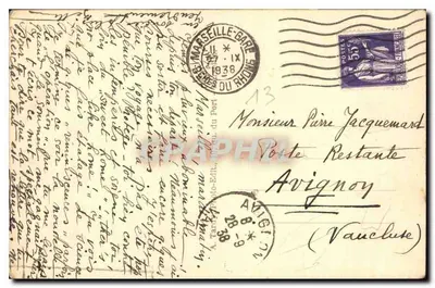 Marsella — La Catedral y el Muelle de Joliette — Tardy — Reverso