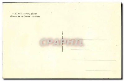 Święta Bernadetta — rzeźba — J. S. Hartmann, Rzeźbiarz, dzieło Grotty - Lourdes — Rewers