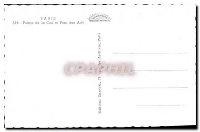 Pointe de la Cité et Pont des Arts — Paris — Éditions Chantal — Rewers