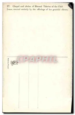 Kaplica i relikwiarz Bł. Teresy Dzieciątka Jezus w Karmelu w Lisieux — nr 27 — Rewers