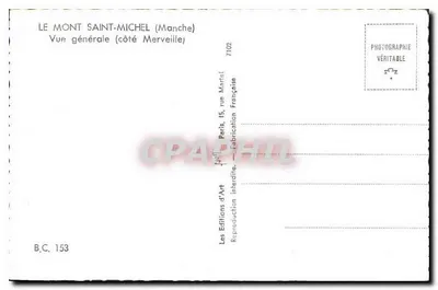 Mont Saint-Michel — Ogólny widok (strona Merveille) — Les Editions d'Art, Paryż — Rewers