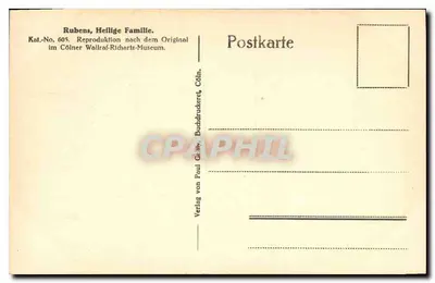 Heilige familie — reproduktie van Rubens — uitgever Paul Glaub, serie nummer 605 — Achterkant