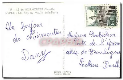 Les Pins ao Moulin de la Bosse — Ilha de Noirmoutier (Vendée) — Éditions Gaby, n°117 — Verso