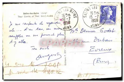 Salins-les-Bains (Jura) — Vierkante toren en Fort Saint-André — Uitgaven F. Bey — Achterkant