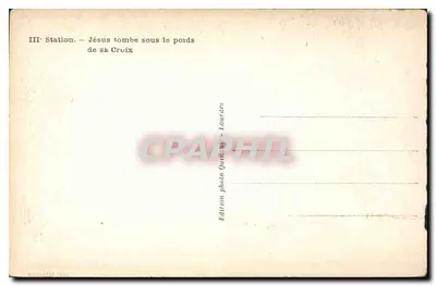 IIIa Estación — Jesús cae bajo el peso de la Cruz — Edición fotográfica Quinquet - Lourdes — Reverso