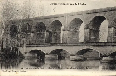 Viaduto e Ponte sobre o Indre em Montbazon — 59 arcos, 650 metros de comprimento — Édition Rouget Georges