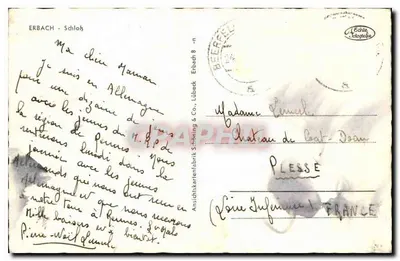 Erbach - Castelo — editor Ansichskartenfabrik Schöning & Co., Lübeck — Verso