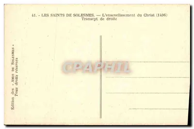 Solemes — L'ensevelissement du Christ (1496) — Transept de droite — Édition des « Amis de Solesmes » — Rewers