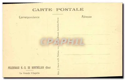 La Grande Chapelle — Pielgrzymka N.-D. de Montmélian (Oise) — Éd. J. David et E. Vallons, Levallois-Perret — Rewers