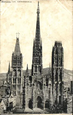 Rouen - Katedra — widok na fasadę i wieże — wydawca nieznany