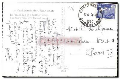 Katedra w Chartres — Front północny i Stary Dzwonnik — Éditions de L'Évêché de Chartres — Rewers