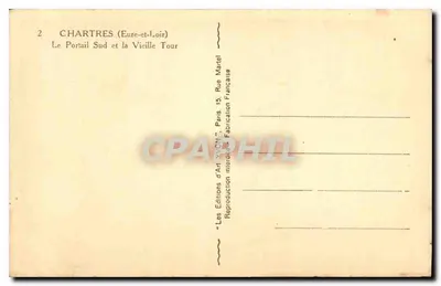 Chartres (Eure-et-Loir) — O Portal Sul e a Torre da Vicelle — Les Éditions d'Art Yvon, Paris — Verso