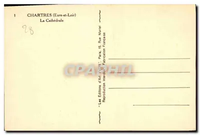 Chartres (Eure-et-Loir) — Katedra — Wydawnictwo Sztuki YVON, Paryż — Rewers