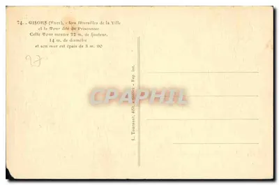 Gisors (Eure) — Mury miasta i Wieża zwana Wieżą Więźnia — Wydawca L. Tournant — Rewers