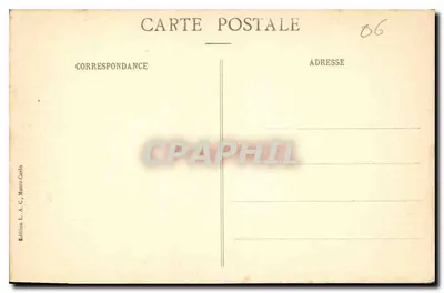Menton, Widok z plaży — panoramowy widok wybrzeża z górami na tle — wydawnictwo L. A. C., Monte-Carlo — Rewers