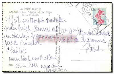 Cannes — Pałacowe budynki i plaża Croisette — Wydawnictwo Rella — Rewers