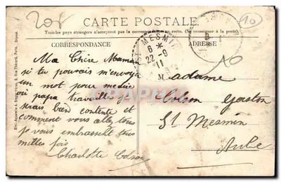 Bilhete postal antigo Mery sur Seine Le Pont sur la Seine — Verso