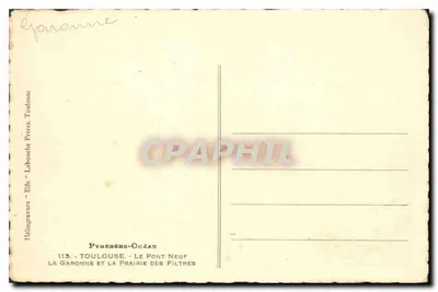 Toulouse — A Garonne e o Ponte Novo — Héliogravure 'Elle' n°113 — Verso