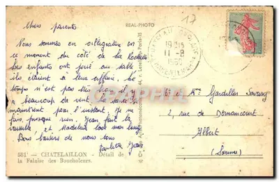 Falaise des Boucholeurs — szczegół falisy — C. P. A. 581 — Rewers