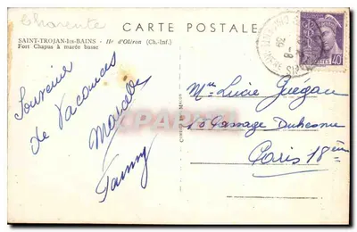 Saint-Trojan-les-Bains — Fort Chapus à marée basse — Carte postale C. Magon — Verso