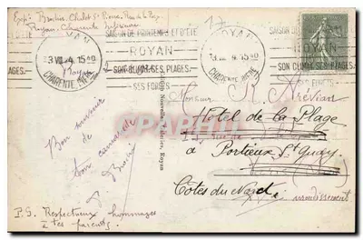 Royan - Square i Boulevard Botton — widok panoramiczny — nieznany wydawca, n°10 — Rewers