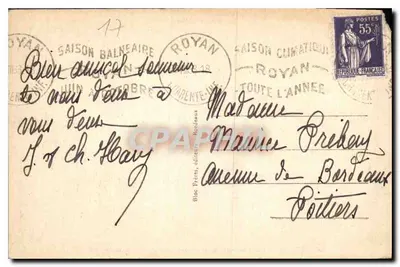 Royan — Vista geral da Grande Conche — Maré alta — BR. — Editor Bloc Frères, Bordeaux — N° 38 — Verso