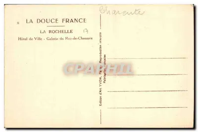 Galeria do Rez-de-Chaussée — Hotel de Ville — La Rochelle — Edição de Arte YVON, Paris — Verso