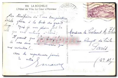 La Cour d'Honneur — Hôtel de Ville — Wydawnictwo Art 'Flor' — Rewers