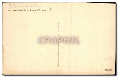 La Rochelle — Place d'Armes — Éditions Artistiques Ramond, n°20429 — Verso