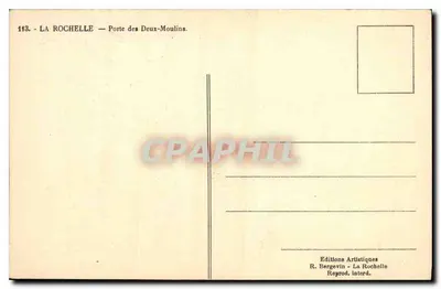 La Rochelle — Porta dos Dois Moinhos — Edições Artísticas R. Bergevin — Verso