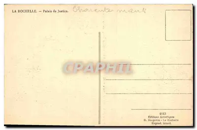 La Rochelle — Palácio de Justiça — Edições Artísticas R. Bergevin — Verso