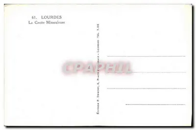 Lourdes — La Grotte Miraculeuse — Édition P. Doucet, 8, Place de la Mairie, Lourdes — Achterkant