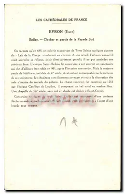 Igreja de Évron (Mayenne) — Torre sineira e parte da fachada sul — Coleção da Solution Paultauberge, 5ª série — Verso