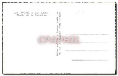 Troyes w nocy (Aube) — Absydę katedry — Wydawnictwo MAGE, Paryż — Rewers
