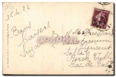 Troyes — Sobre de la Hôtel de Marizy — Colección T.G. — Reverso