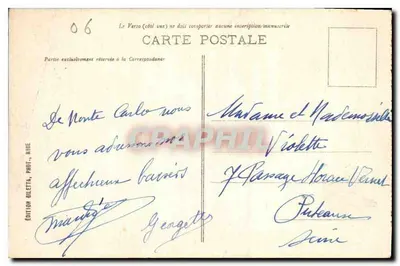 Monte-Carlo — Kasyno i ogrody — Wydawnictwo Giletta, Nice, nr 719 — Rewers