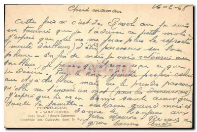 Zbiór wodospadów w Saint-Ferreol — blisko Revel (Haute-Garonne) — wydawca Pyrénées-Océan, nr 8 — Rewers