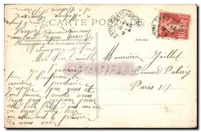 Jovem mulher em vestido de renda — diante de um décor floral — editor B.D. n° 9029 — Verso
