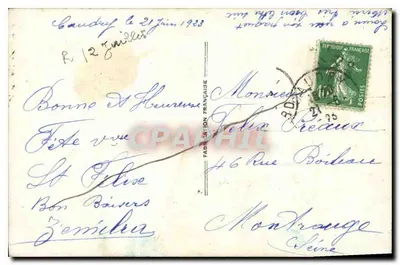 Młoda kobieta trzymająca bukiet — Porte Bonheur — wydawca nie widoczny — Rewers