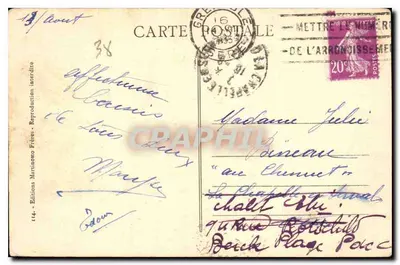 Zamek w VIZILLE - Park — Wydawnictwo Marinotto Frères, nr 114 — Rewers