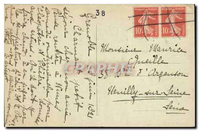 Grenoble — Brzegi rzeki Isère i łańcuch Alp — E. R. — Rewers