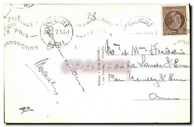 Grenoble (Isère) — Vista geral e a cadeia de Belledonne — La Cigogne — Verso